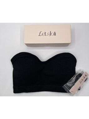 LetsJoli Womens Black‎ Bra Size Medium Strapless  Pullover Push Up Bralettes